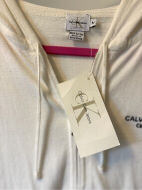 Calvin Klein Cotton Short-Sleeve Zip Hoodie-Medium NWT